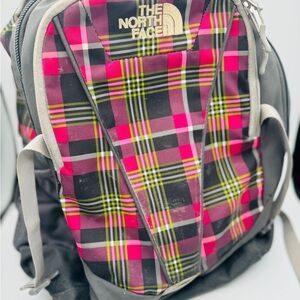 The NORTH FACE Pink/Gray Plaid Backpack Laptop Bag Back To School College Preppy